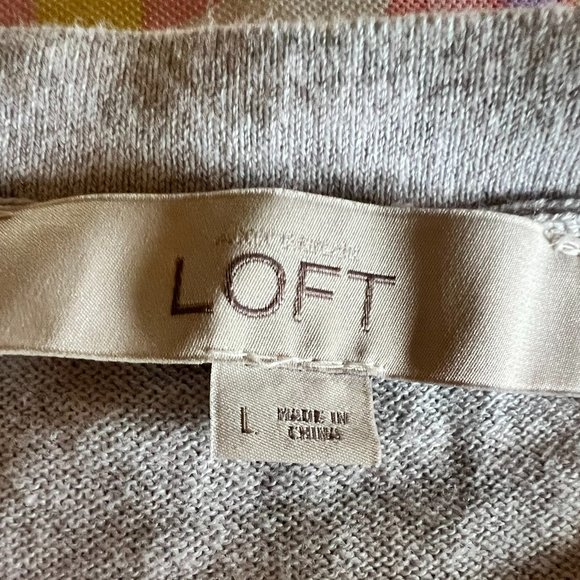 Loft Grey Back, Cream Crochet Front Cardigan - Large - Picture 3 of 4